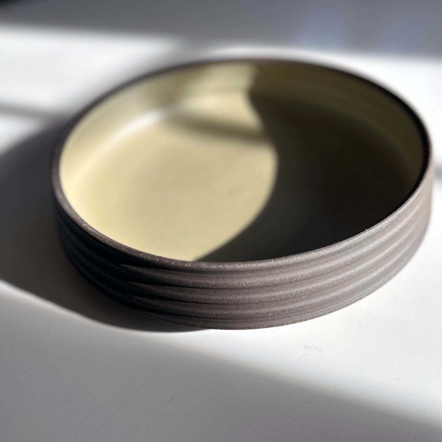 Low Profile, Ribbed Serving Bowl, Sage Green