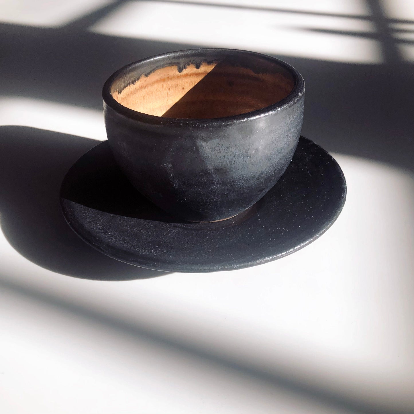 Cup and Saucer Set, Matte Black