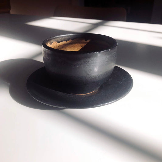 Cup and Saucer Set, Matte Black