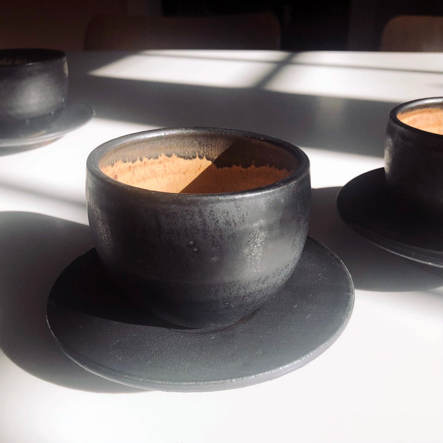 Cup and Saucer Set, Matte Black