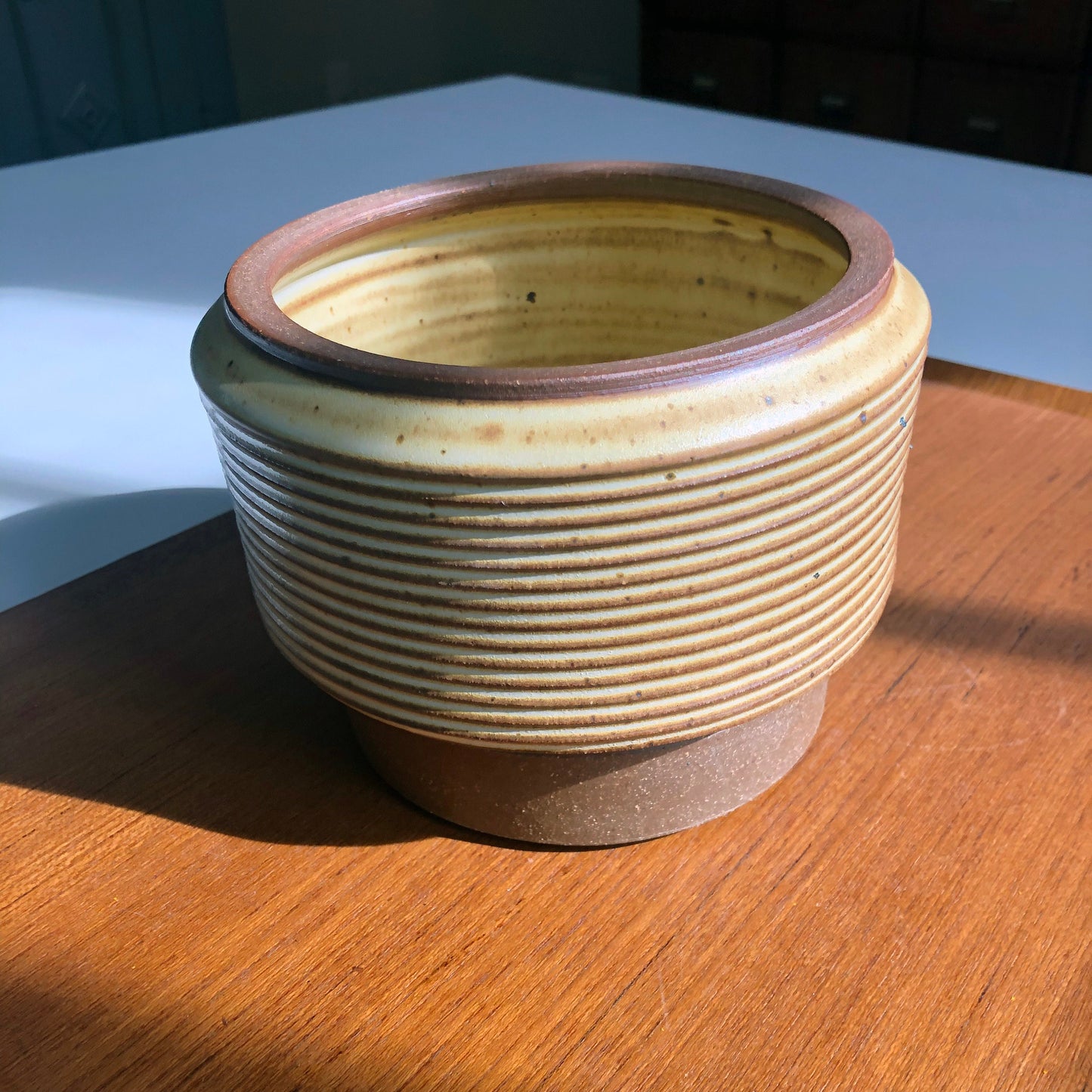 Planter w/ Linear Texture, Yellow Salt