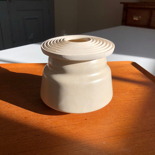 Small, Lidded Angular Vessel, Eggshell White